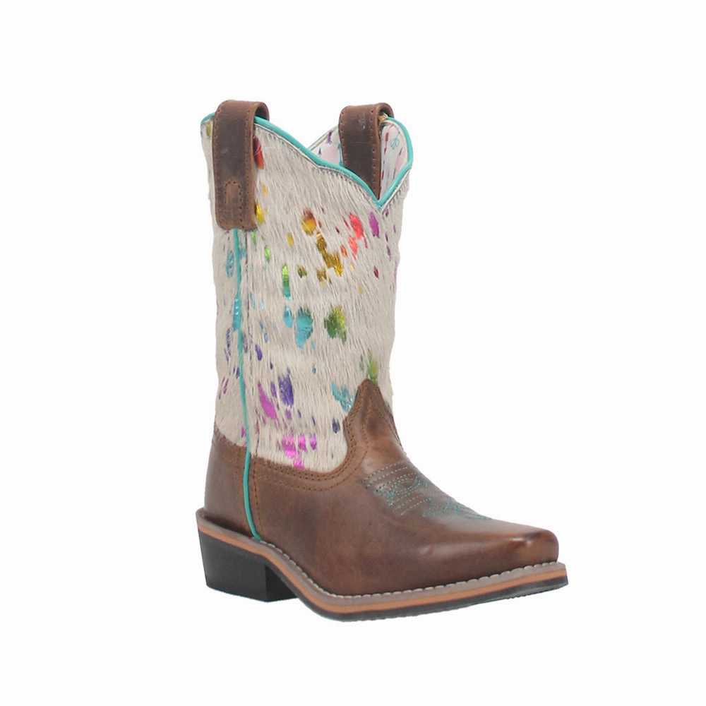 Rumi Cow Metallic Square Toe Cowboy Boots (Big Kid) Breathable Nature Lover Insulated Cold Weather Commuter