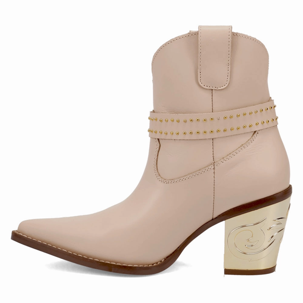 Soft Leather Soft Interior Milano Studded Snip Toe Pull On Cowboy Booties