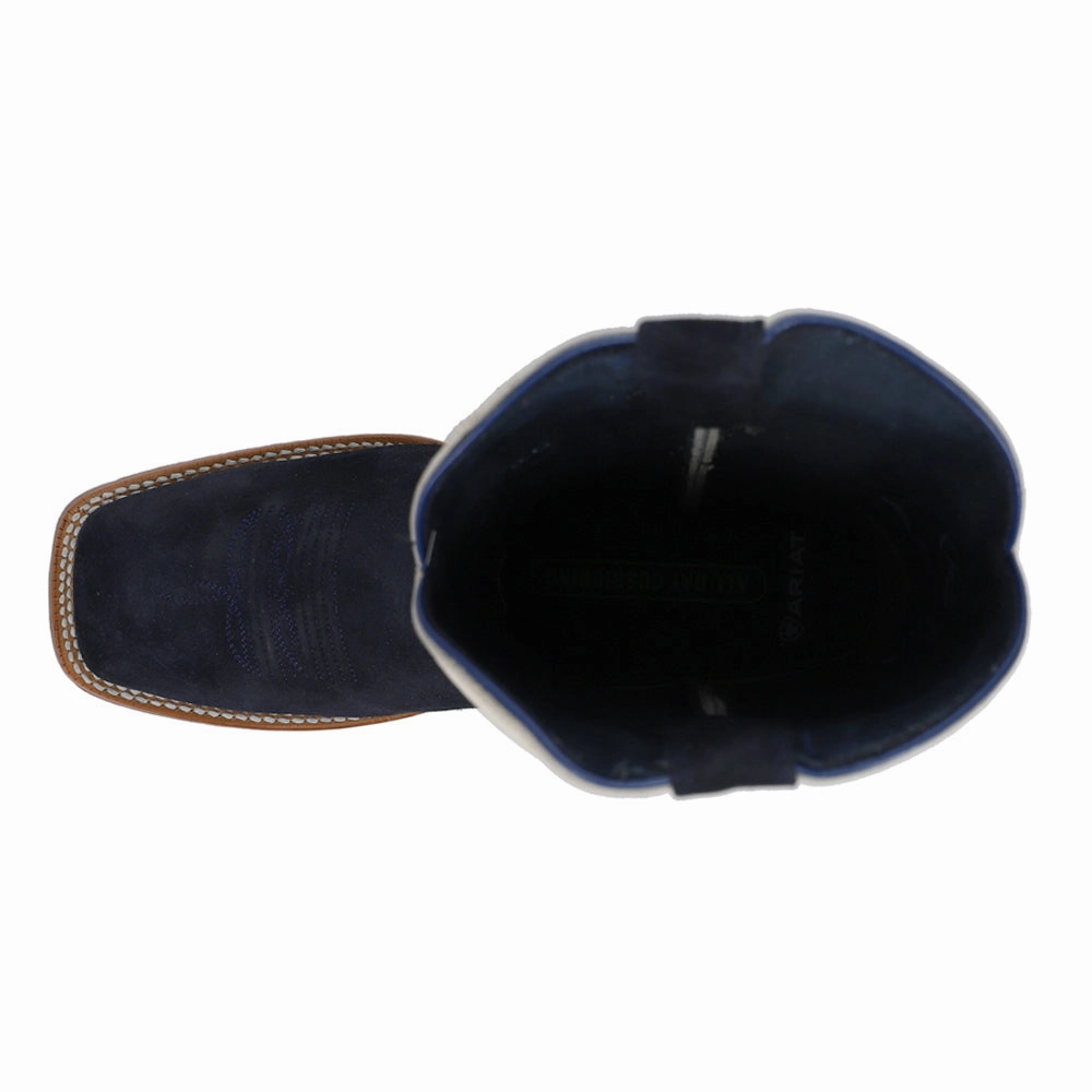 Sting Embroidered Square Toe Pull On Cowboy Boots waterproof Auxetic Lattice Framework