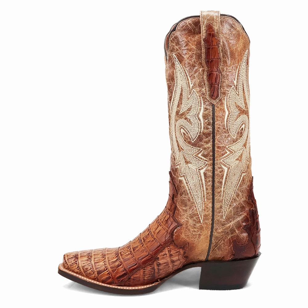 Cowgirl Vibe Berkeley Embroidered Caiman Snip Toe Pull On Cowboy Boots
