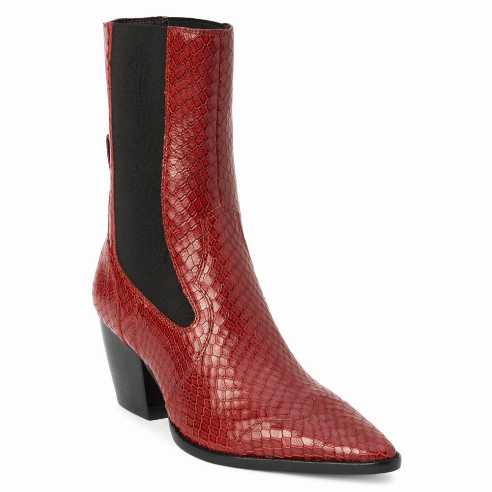 Equestrian Keith Metallic Snake Pointed Toe Chelsea Boots