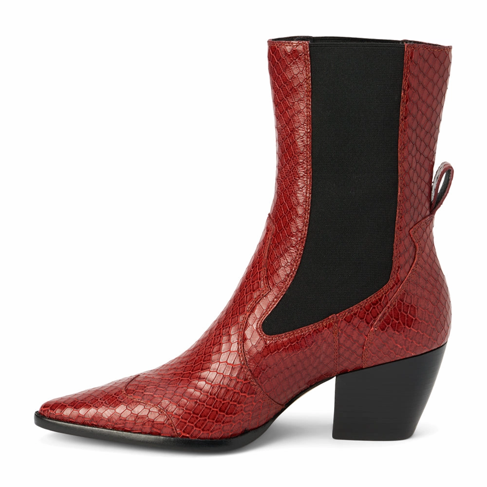 Hiking Enthusiast Keith Metallic Snake Pointed Toe Chelsea Boots