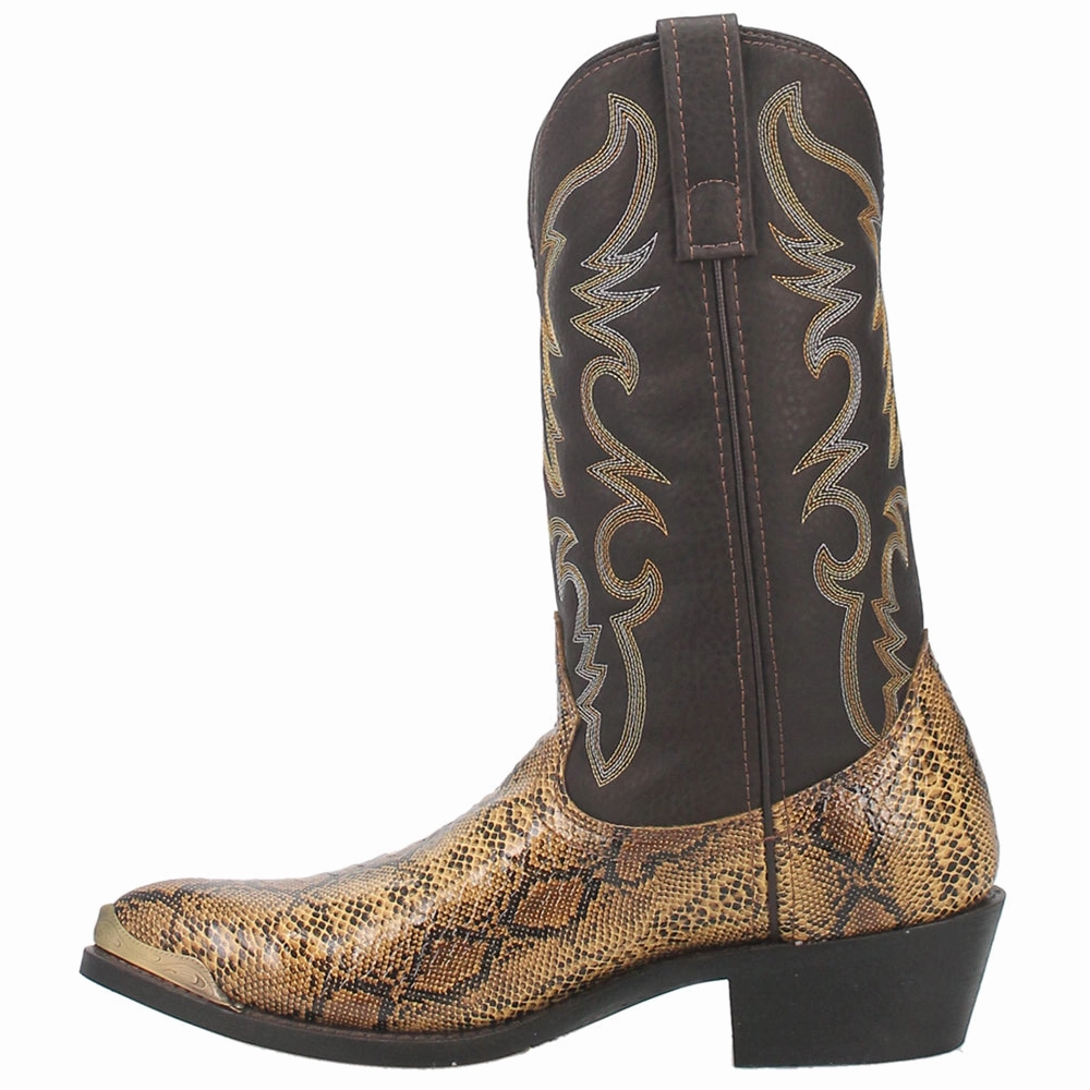 Monty Snake Print Pointed Toe Pull On Cowboy Boots Wide-fit