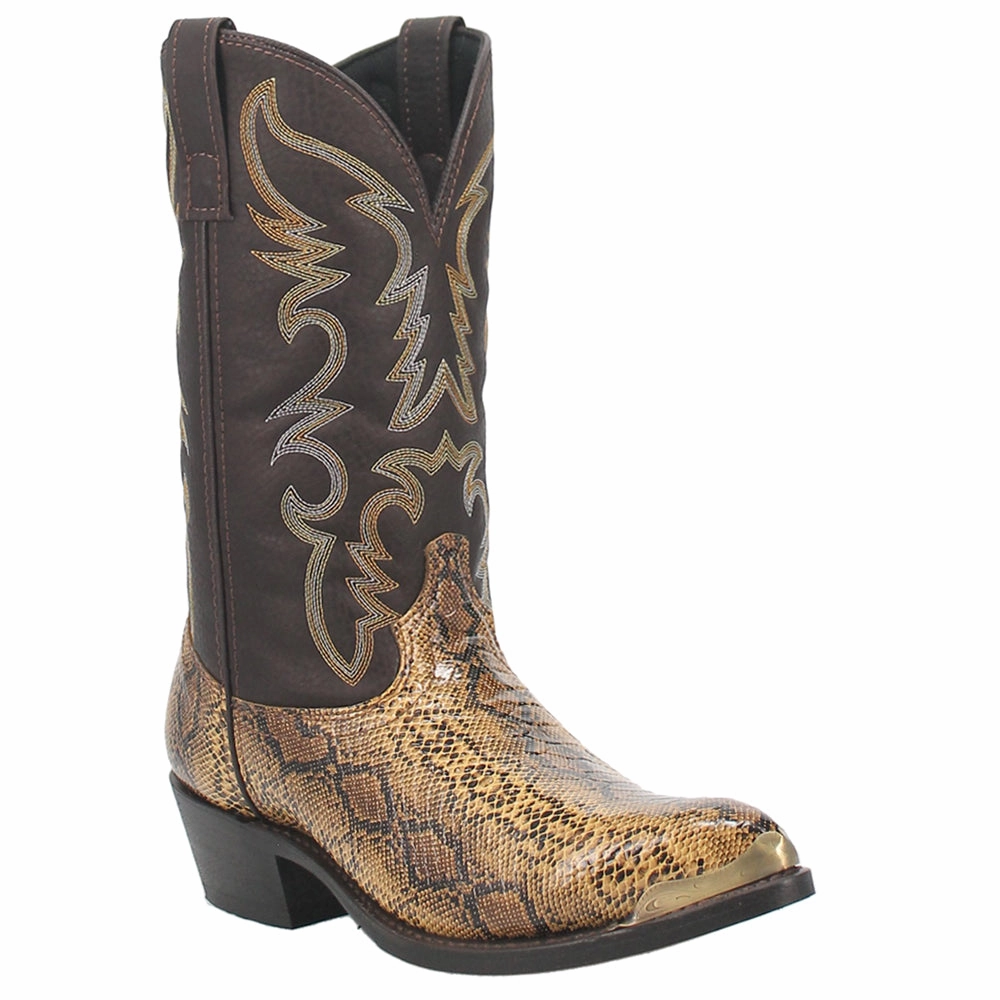 biggest Monty Snake Print Pointed Toe Pull On Cowboy Boots