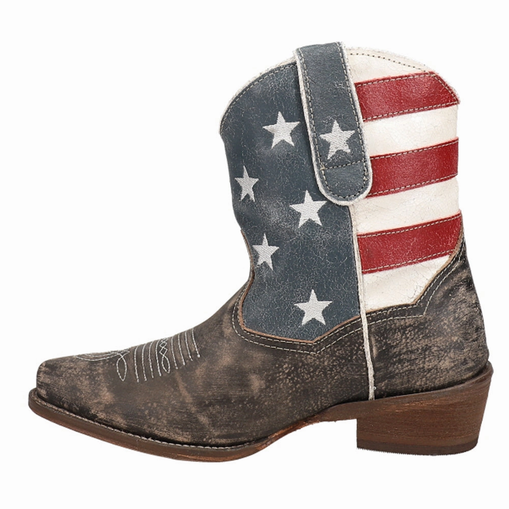 Anti Static Lining Compression Resistant Collar American Beauty Distressed Round Toe Cowboy Booties