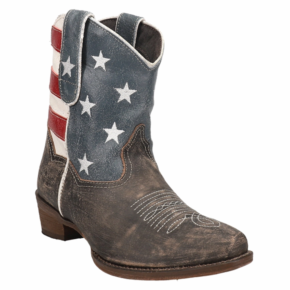 American Beauty Distressed Round Toe Cowboy Booties Anti Odor Cold Climate