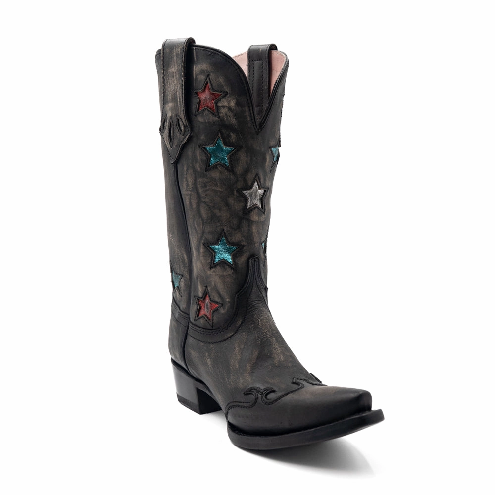 Estrella Overlay Snip Toe Pull On Cowboy Boots Stable Support Rough Trail Hiker Premium Cushion