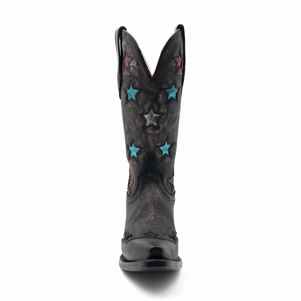 Estrella Overlay Snip Toe Pull On Cowboy Boots Comfy Cushion Wear resistant