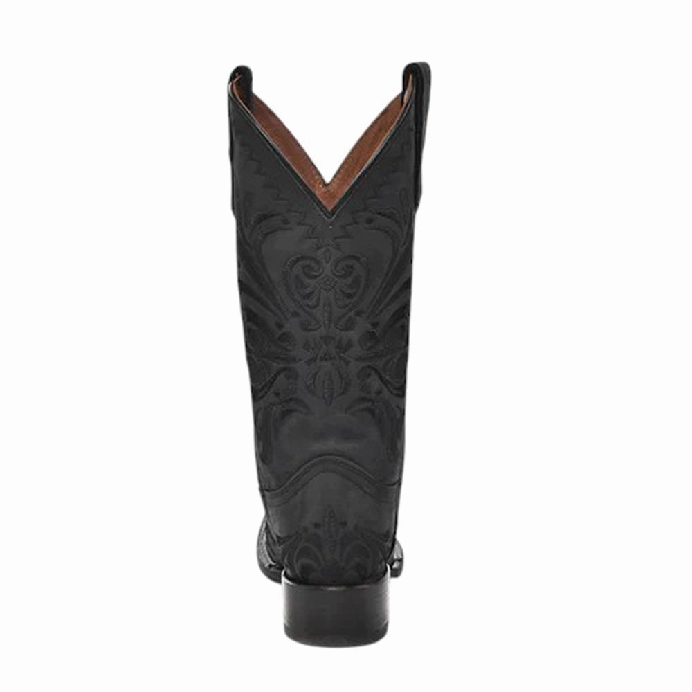 All Black Tooled Inlay Square Toe Cowboy Boots well-made All-Weather Wear