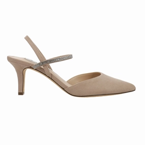 Split Leather Creative Office Billie Rhinestone Pointed Toe Slingback Pumps