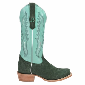 Rough Out Embroidered Narrow Square Toe Cowboy Boots Adjustable Straps