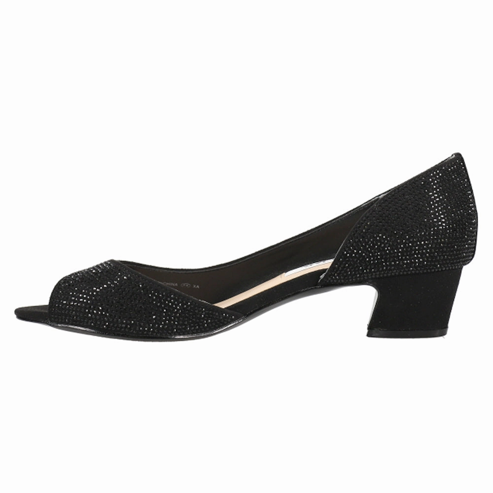 Subtle Class Low Tone Rossie Rhinestone Peep Toe Evening Pumps