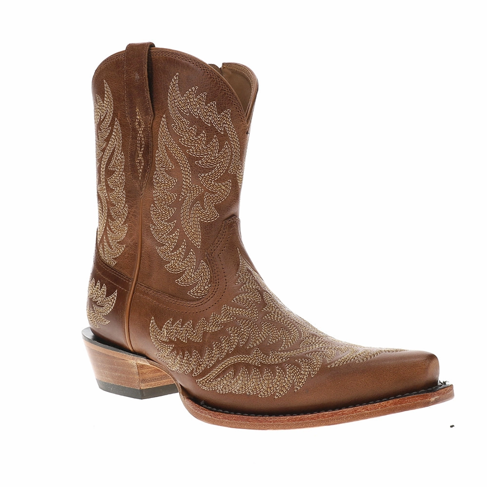 Cate Embroidered Snip Toe Zippered Cowboy Booties Low Profile Silhouette Cushioned Step Urban Commute