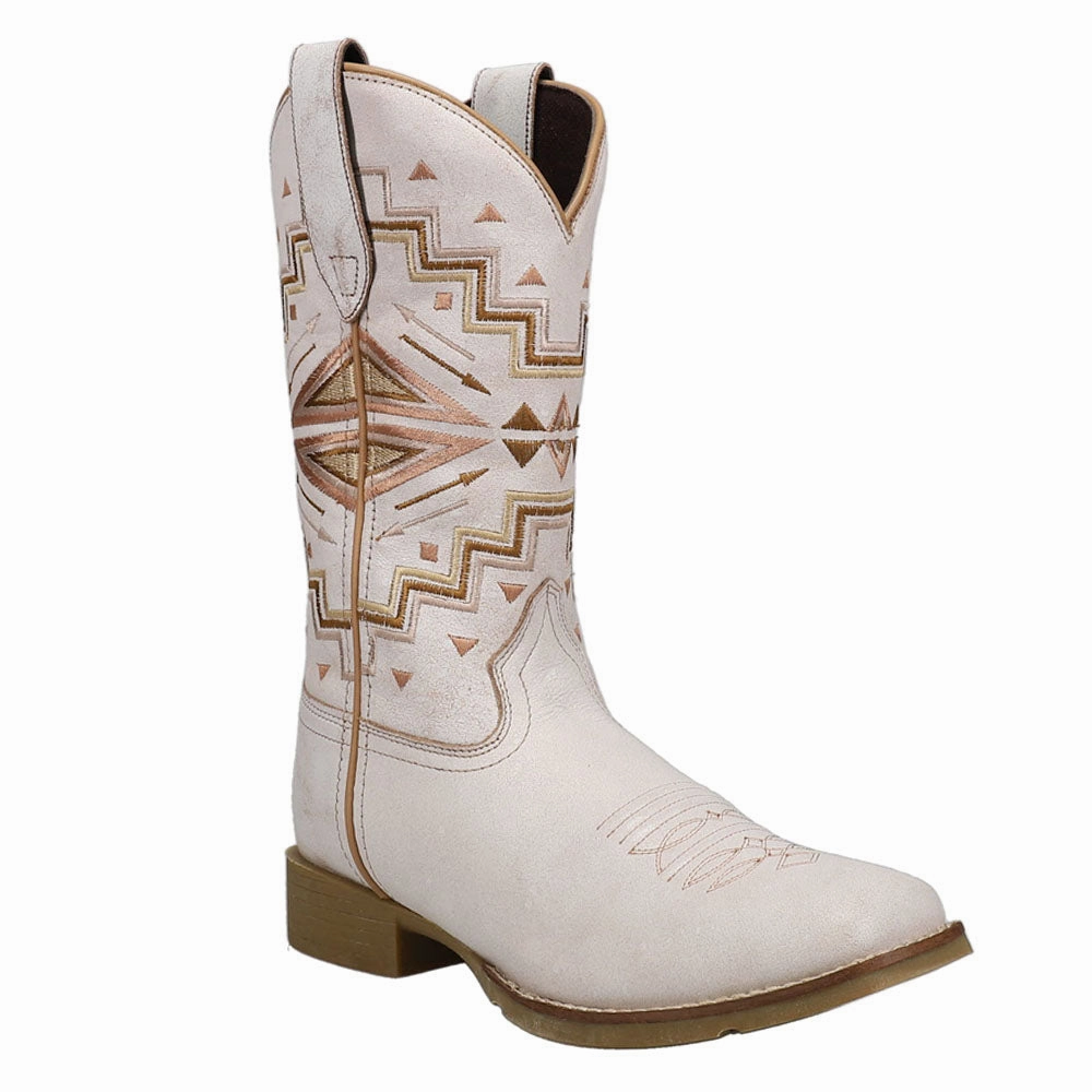 Smooth Surface Monterey Aztec Southwest Square Toe Cowboy Boots