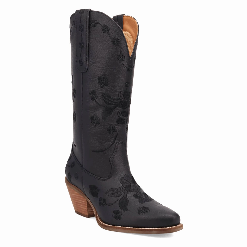 Love Bug Floral Embroidered Snip Toe Cowboy Boots Comfortable bend