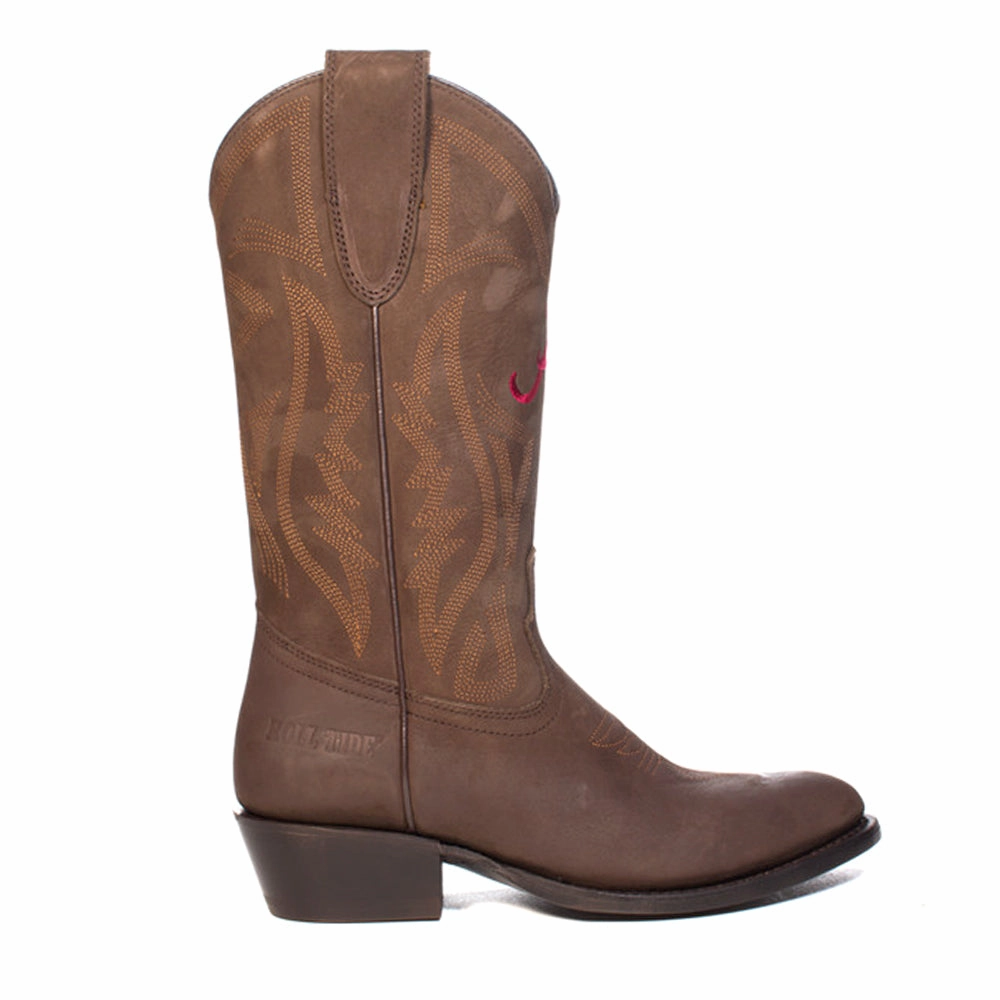 University of Alabama Embroidered Round Toe Pull On Cowboy Boots Comfortable Stability
