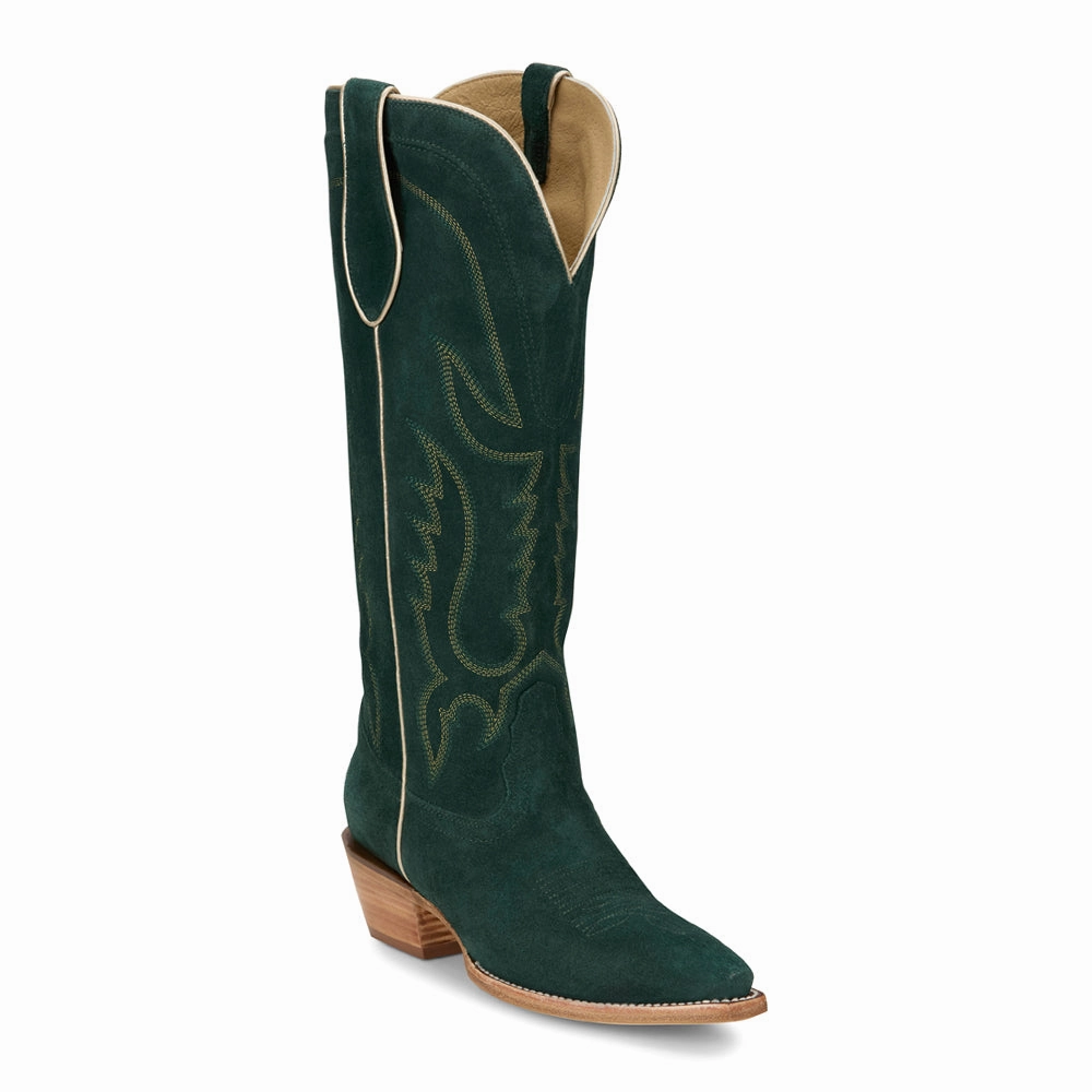 Liz Embroidered Suede Snip Toe Cowboy Boots All-Purpose Use