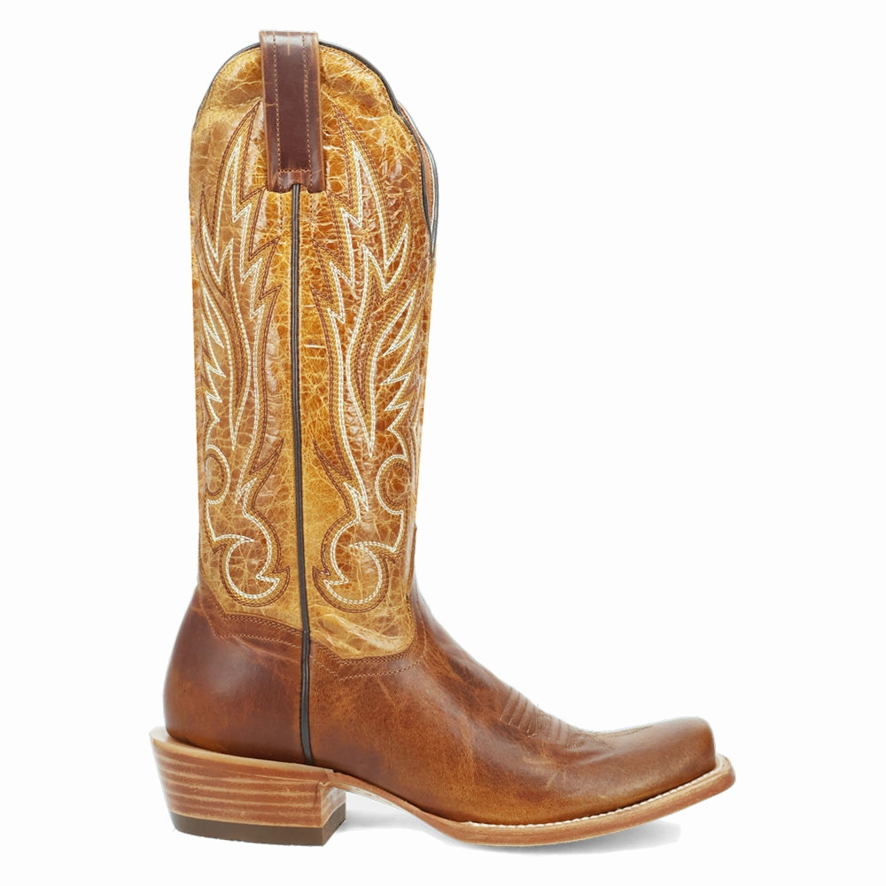 Performance Focus Grippy Outsole Daily Walks Amber Embroidered Trail Square Toe Pull On Cowboy Boots