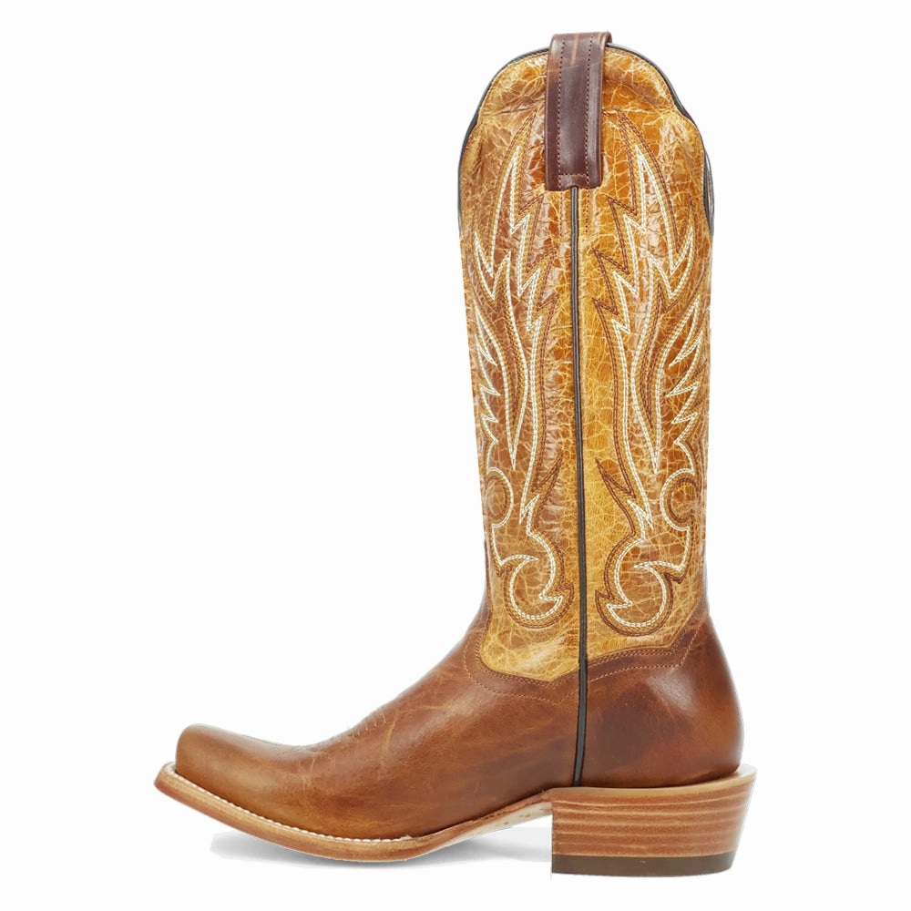Clean Cut Amber Embroidered Trail Square Toe Pull On Cowboy Boots