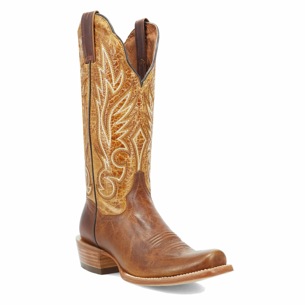 Lightweight Sole Anti-bacterial Amber Embroidered Trail Square Toe Pull On Cowboy Boots