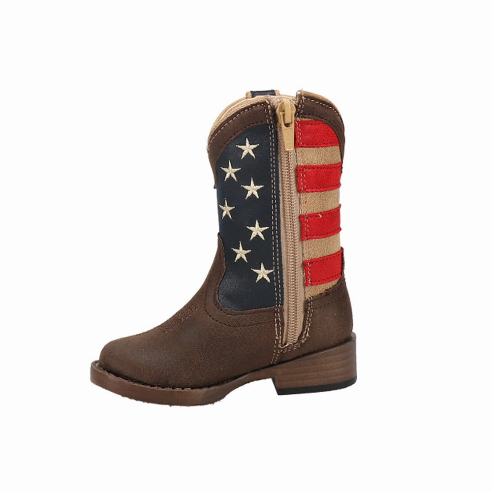 American Patriot Square Toe Cowboy Boots (Toddler) Neutral Build Extreme Comfort