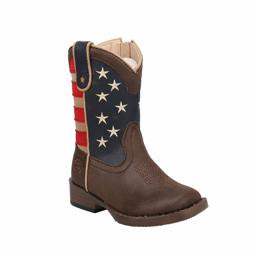 Polyester American Patriot Square Toe Cowboy Boots (Toddler)