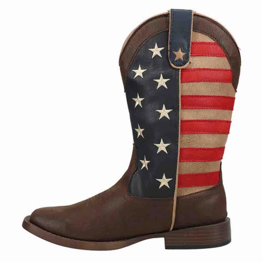 American Patriotic Square Toe Cowboy Boots (Big Kid) Dynamic Cushioning