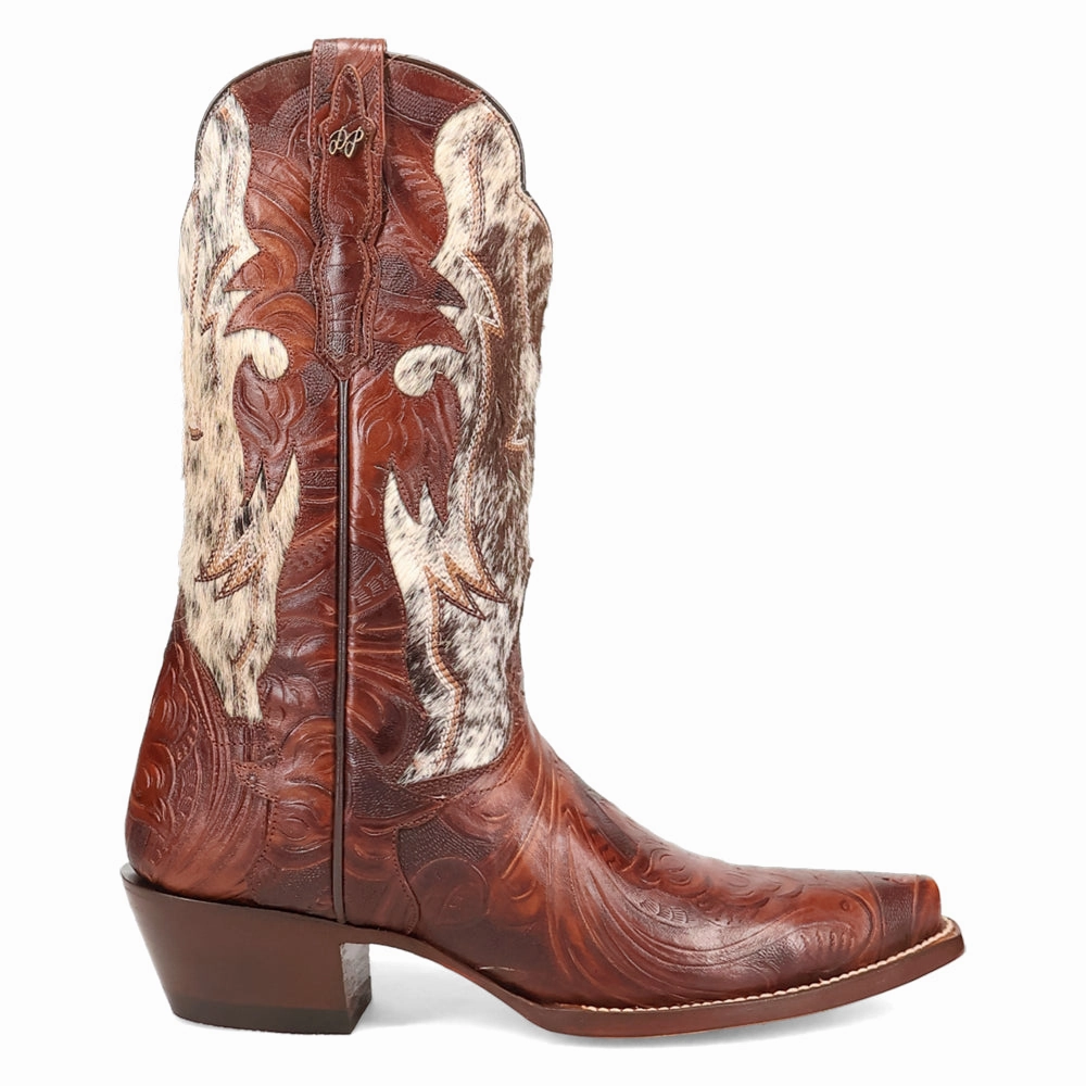 Military Style Andrinna Embosses Tooled Inlay Snip Toe Cowboy Boots