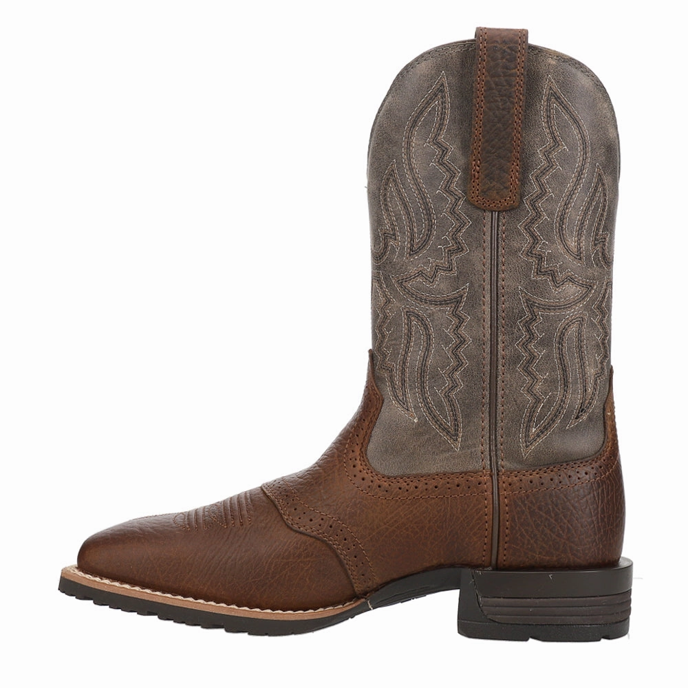 Fine Odor-resistant Hybrid Ranchway Embroidered Square Toe Pull On Cowboy Boots