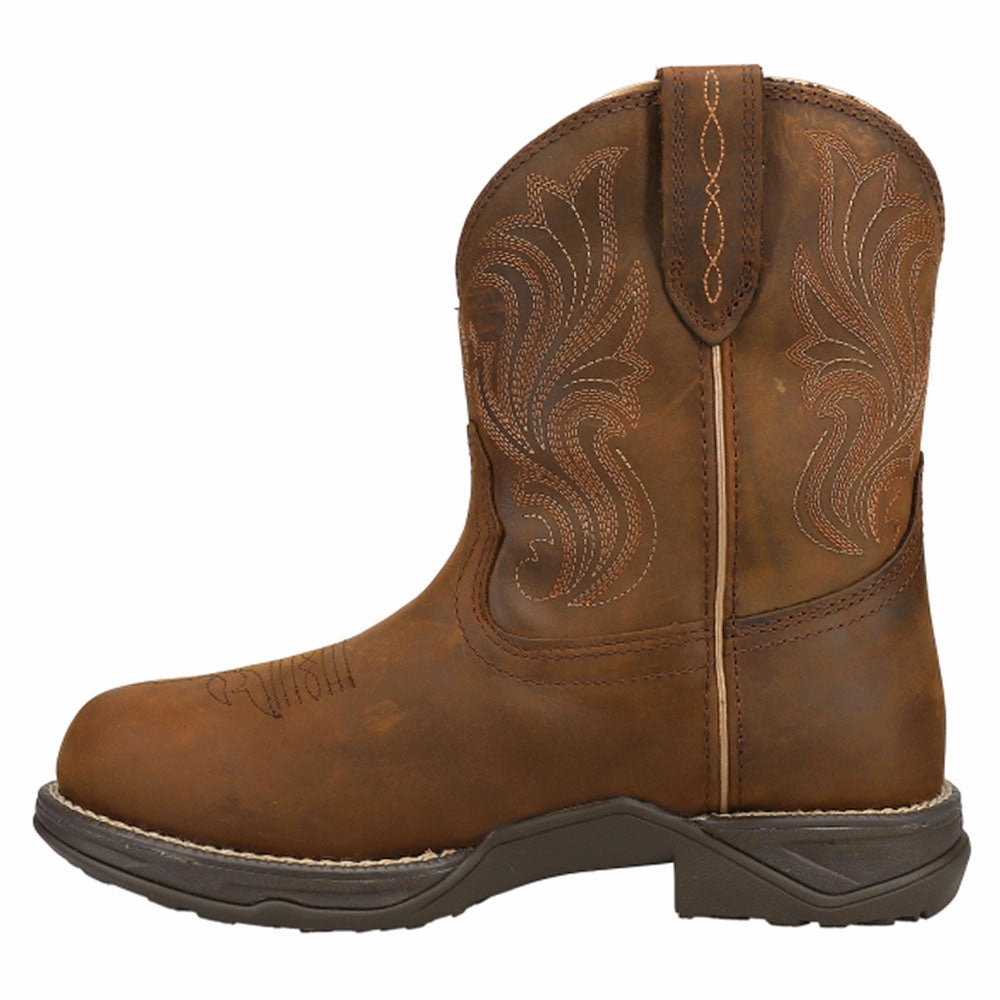 Anthem Shortie H20 Embroidery Round Toe Pull On Cowboy Boots Bold Design Ranch Mode