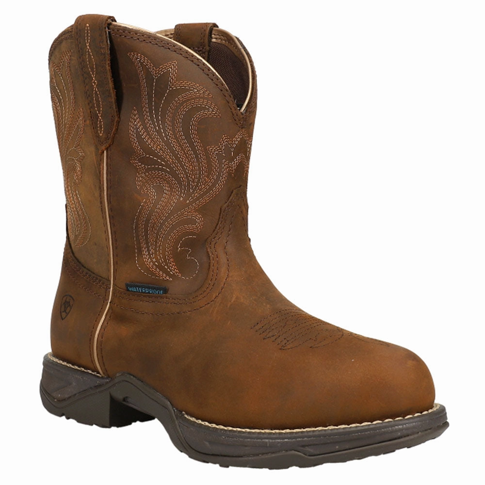 Anthem Shortie H20 Embroidery Round Toe Pull On Cowboy Boots Comfort Lining Hiking Trails