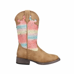 Thermal Protection Glitter Lace Round Toe Cowboy Boots (Little Kid-Big Kid)