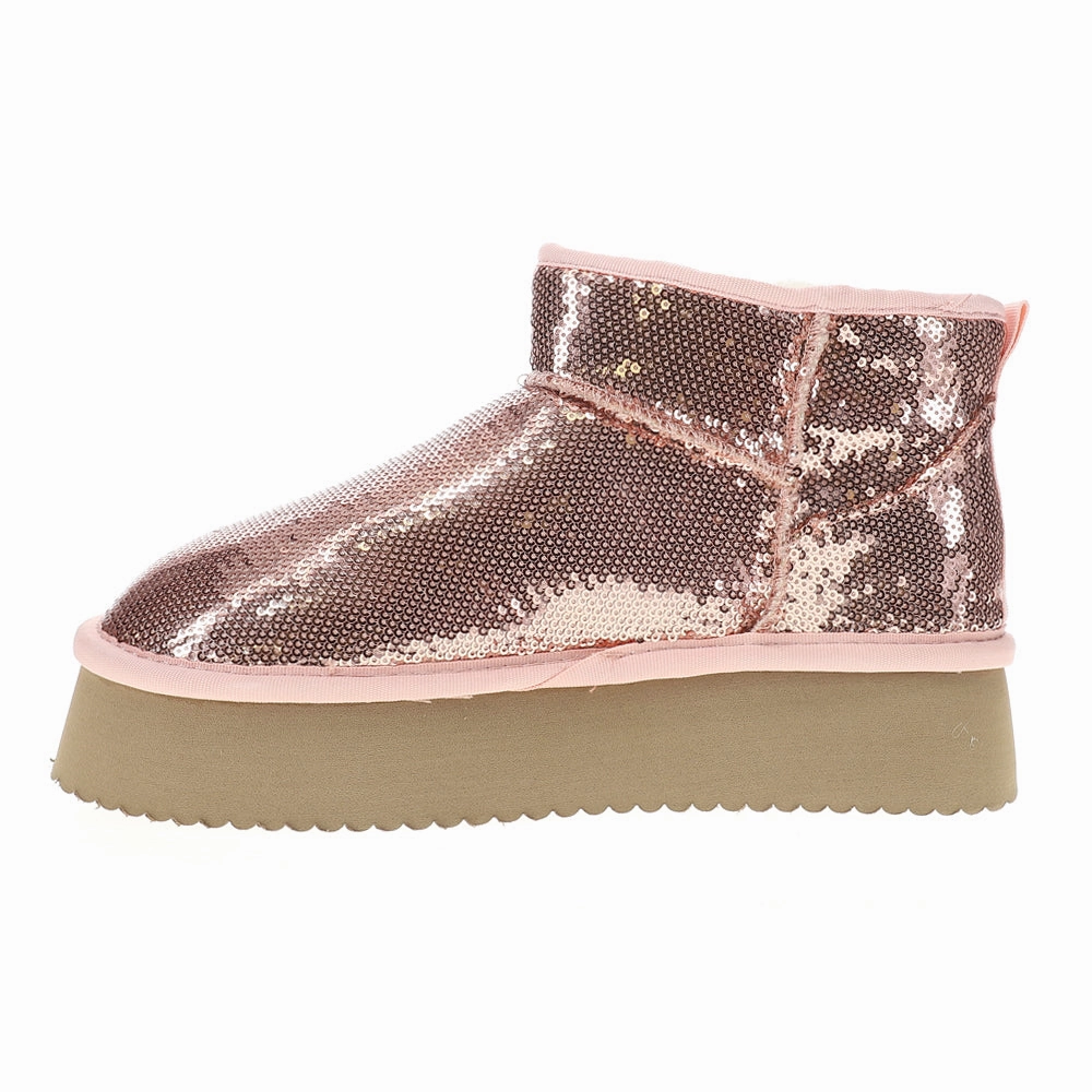 Insulated Interior Seamless Comfort All Day Wear Room Service Sequin Platform Round Toe Booties