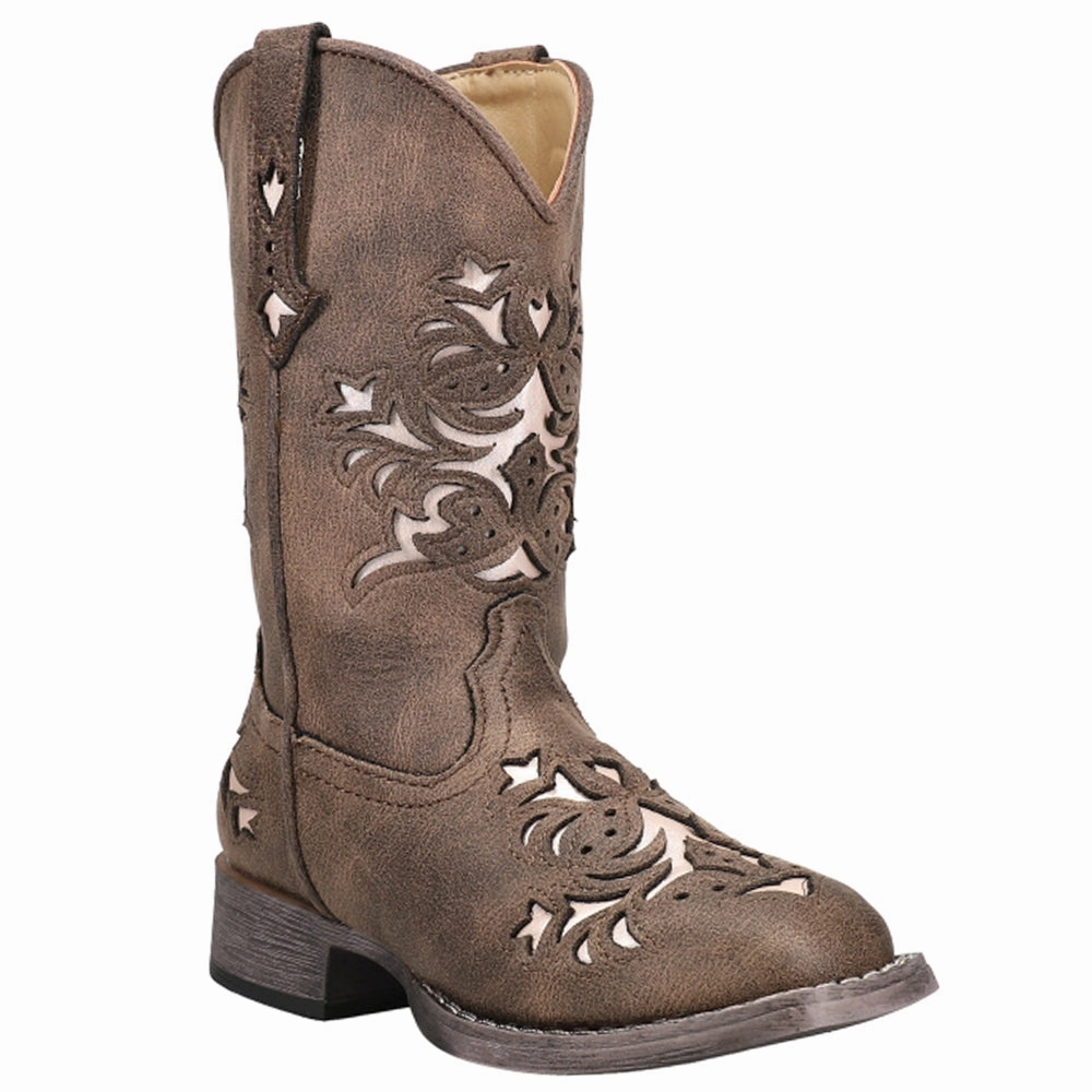Lola Metallic Square Toe Cowboy Boots (Little Kid-Big Kid) Compression Molded Midsole