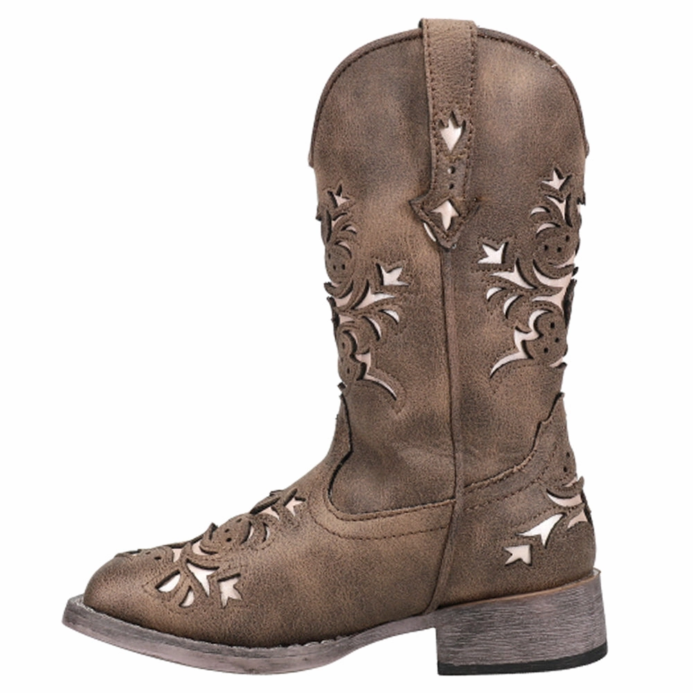 Lola Metallic Square Toe Cowboy Boots (Little Kid-Big Kid) Breathable Weekend Wanderer Construction Fit