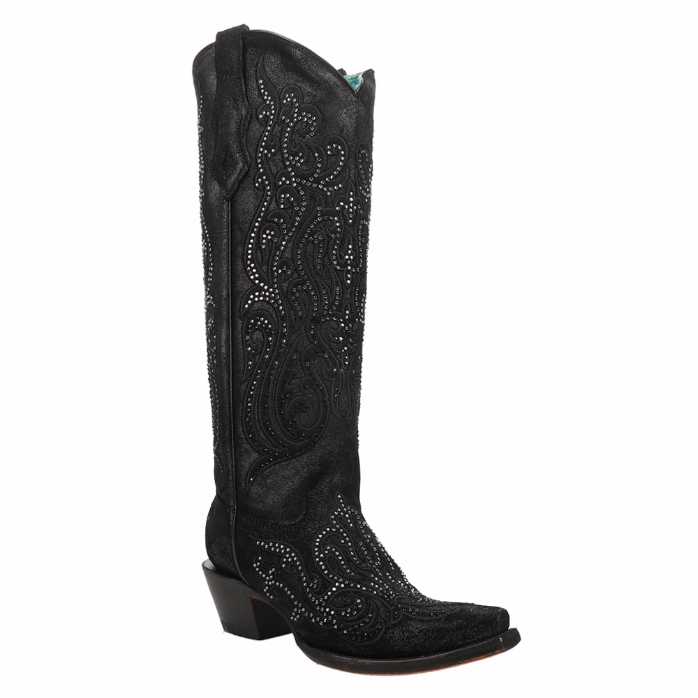Embroidered Rhinestone Snip Toe Cowboy Boots dry surface Abrasion resistant