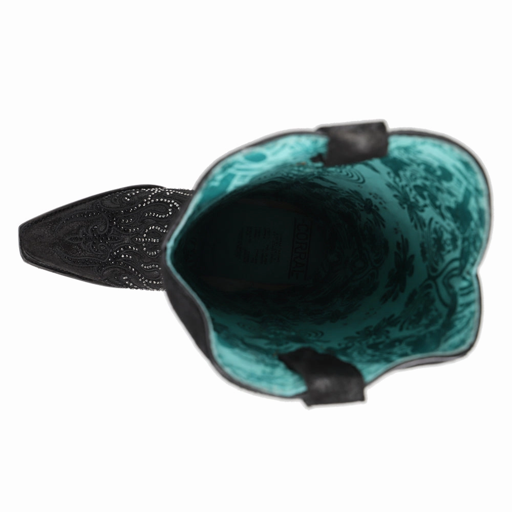 Embroidered Rhinestone Snip Toe Cowboy Boots Silent Step