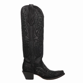 Embroidered Rhinestone Snip Toe Cowboy Boots Slip Resistant Sole