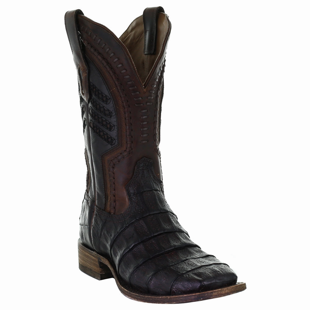 Caimen Alligator Print Square Toe Cowboy Boots Orthopedic friendly Supportive support