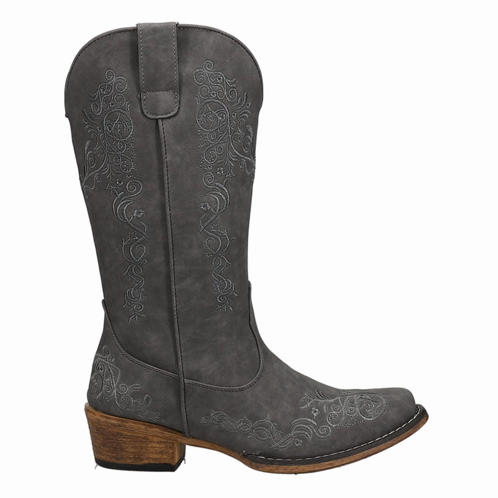 Riley Scroll Embroidered Snip Toe Cowboy Boots Winter Fashion Rugged Built City Walking