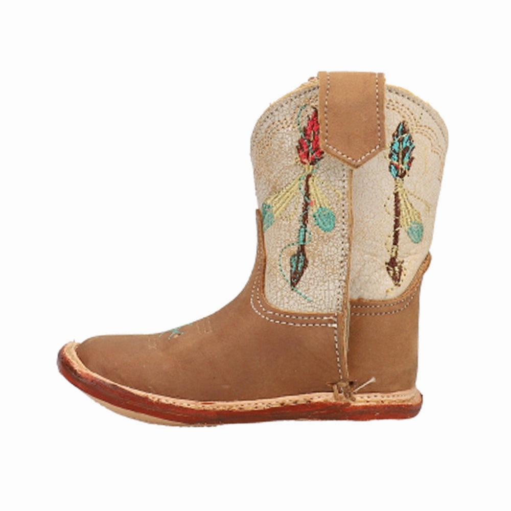 Low Profile Arrow Feather Embroidery Square Toe Cowboy Boots (Infant)
