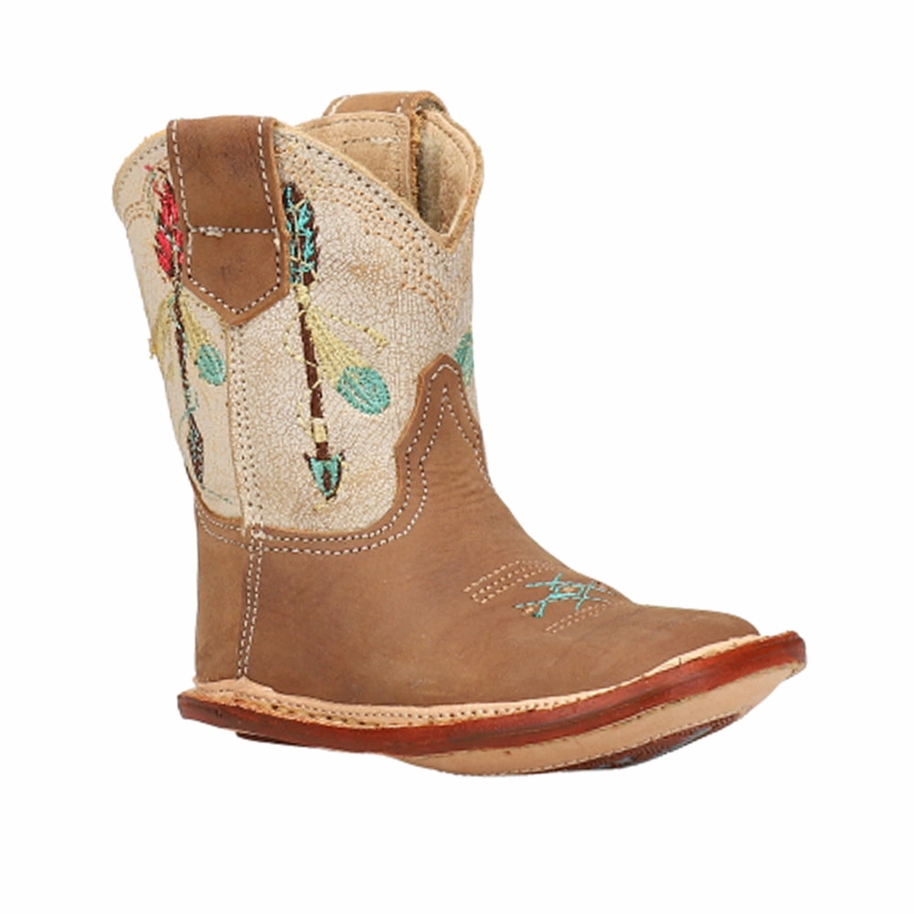 Italian Glam Cushioned Step Winter Walker Arrow Feather Embroidery Square Toe Cowboy Boots (Infant)