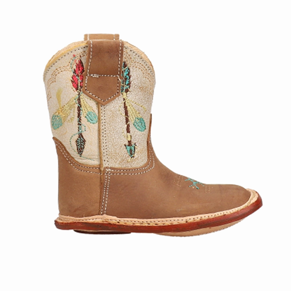Arrow Feather Embroidery Square Toe Cowboy Boots (Infant) Heavy Weather Anti-bacterial