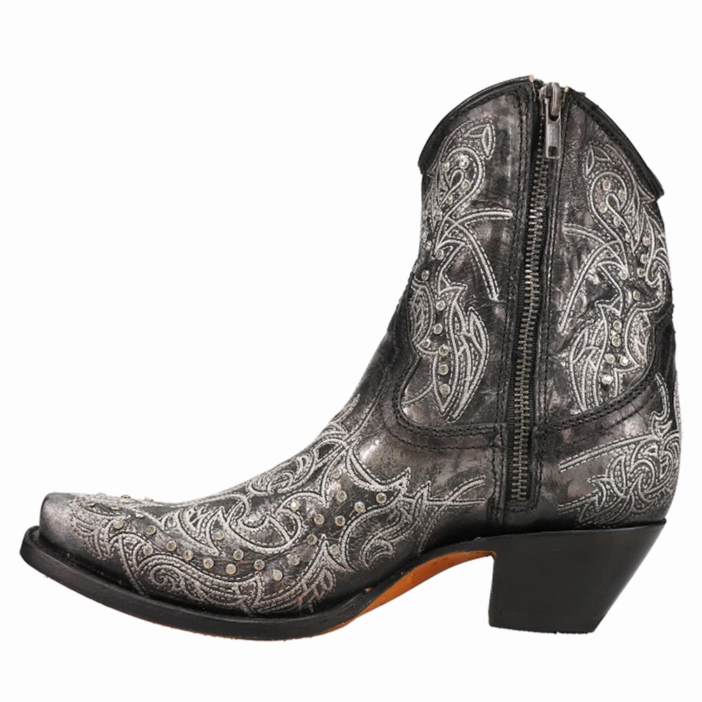 Durable Tread Pattern Art 21 Crystal Tooled Inlay Snip Toe Cowboy Booties