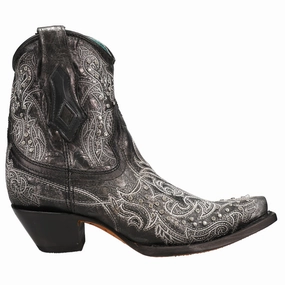 Rock Star Art 21 Crystal Tooled Inlay Snip Toe Cowboy Booties