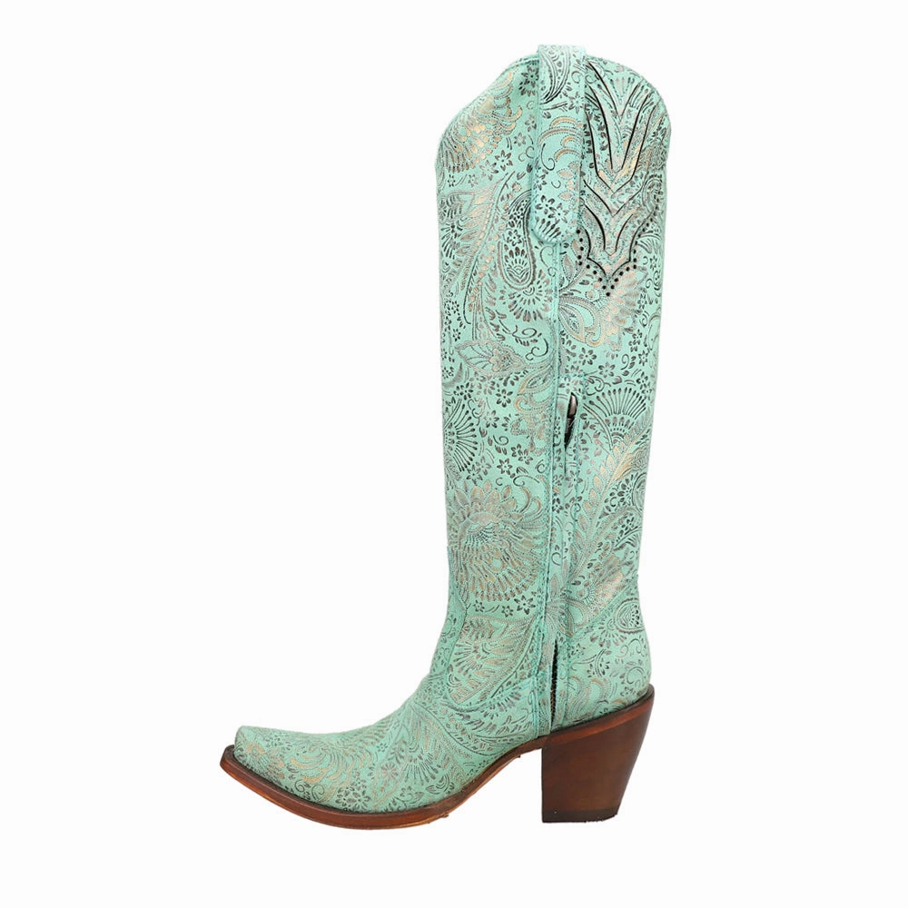 Stain Resistant Finish Floral Snip Toe Cowboy Boots