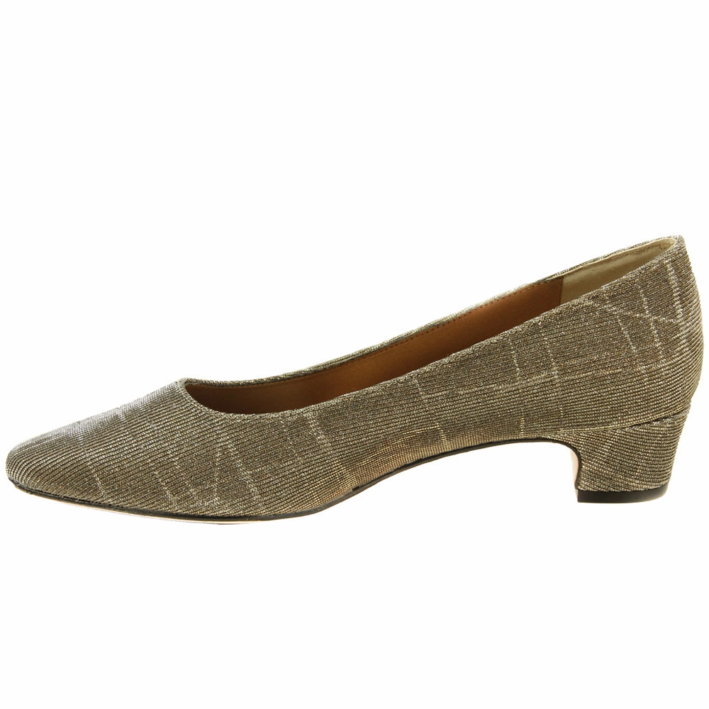 Mono Shade Cushioned Insole Astyr Glitter Pointed Toe Block Heel Pumps