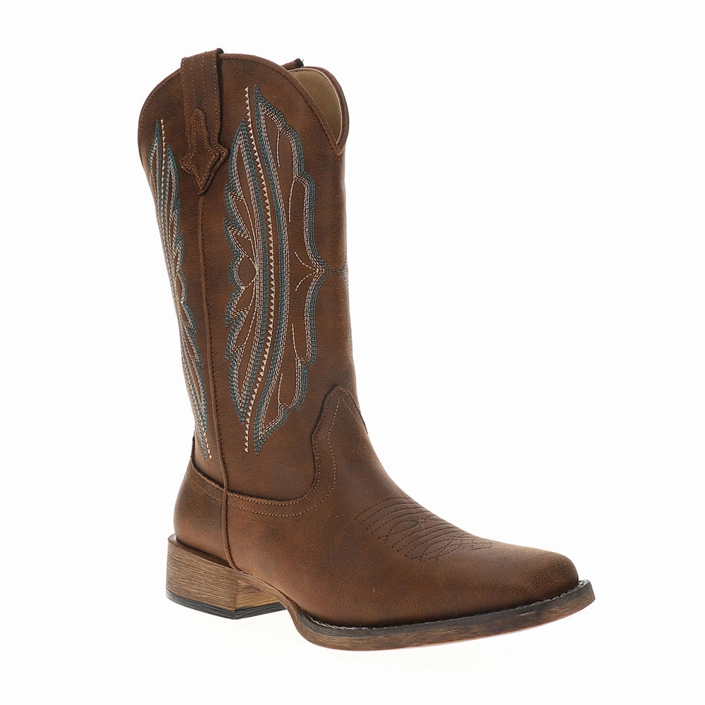 Reliable Performance Loretta Embroidered Square Toe Pull On Cowboy Boots