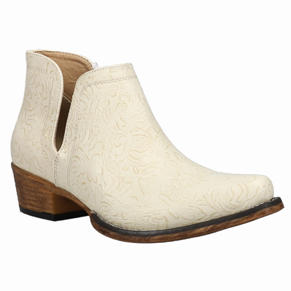 Easy on Ava Floral Embossed Snip Toe Cowboy Booties