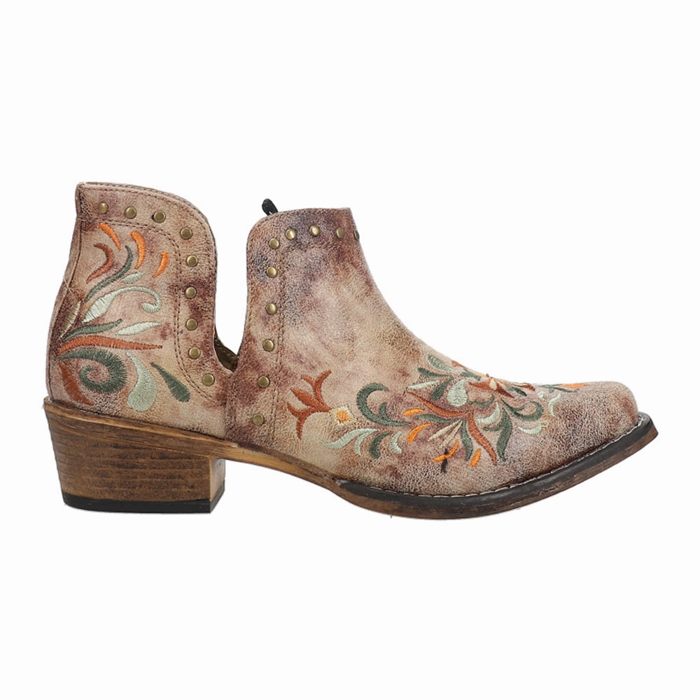 Quick Wear Ava Floral Embroidered Snip Toe Cowboy Booties